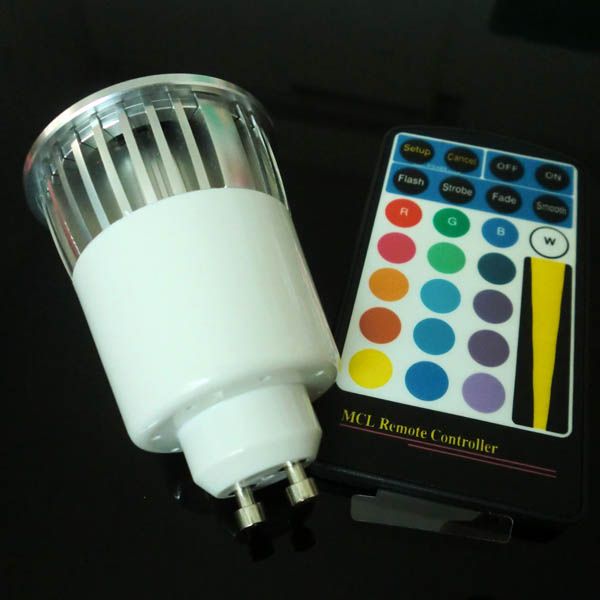 85-265V AC 5W RGB GU10 LED Spotlight Färgbyte Lampor med 28KEYS IR REMOTE Gratis frakt av DHL / FedEx / UPS