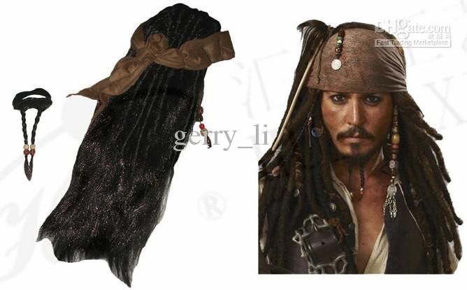 halcón parilla Coordinar Peluca al por menor Piratas Caribe Jack Sparrow Capitán Vestuario  Accesorios Pelucas Barbas Sets Fiesta Envío