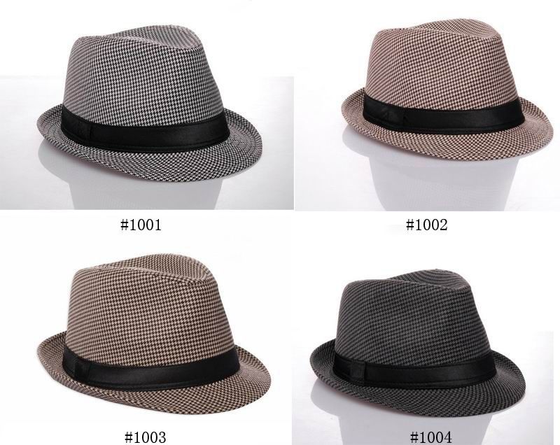 Kontrol Fedora şapka Trendy Sting Brim Hat Izgara Top Şapka Unisex cap Mix renk Caps