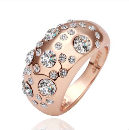 Nuevo anillo de diamante caliente en joyería de la manera del oro color de rosa 18K envío libre 10piece / lot
