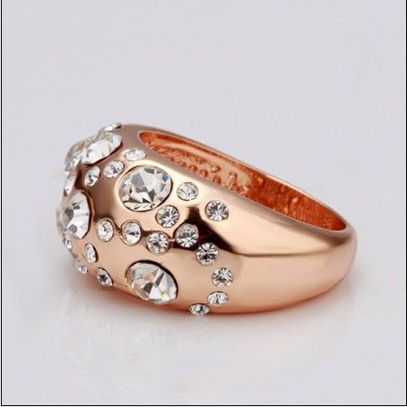 Hot new anel de diamante em ouro rosa 18k moda jóias frete grátis 10piece / lot