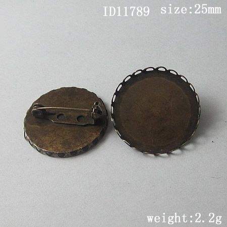 보석 만들기위한 25mm 둥근 cabochon 설정 브로치와 Beadsnice 황동 브로치 ID를 11789 만들기