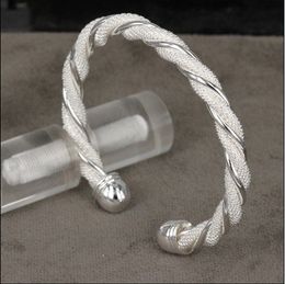 Hot new 925 pulseira de prata esterlina pulseiras de malha de arame torcido moda menina jóias frete grátis