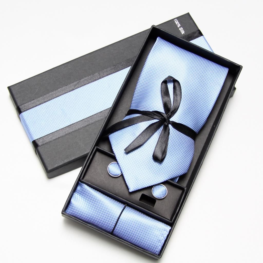 2014 Retail Mens Tie Box Cufflink Hankerchief Ties Boxes Man Neckties