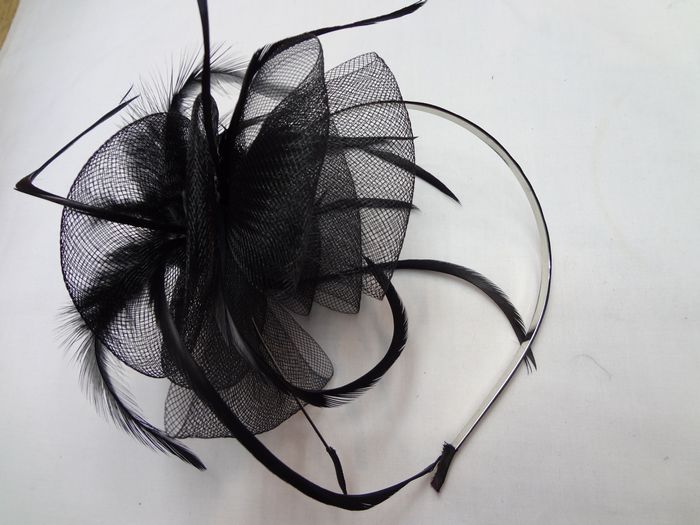12piRuffled Net Alice Band Feather Fascinator Prom Wedding Headband