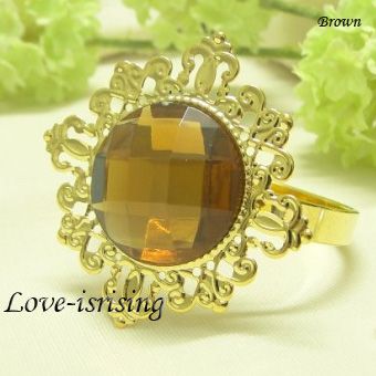 GRATIS DHL shipping-100pcs alta calidad, anillo de servilleta plateado oro de la gema clara favores-nuevas de la boda
