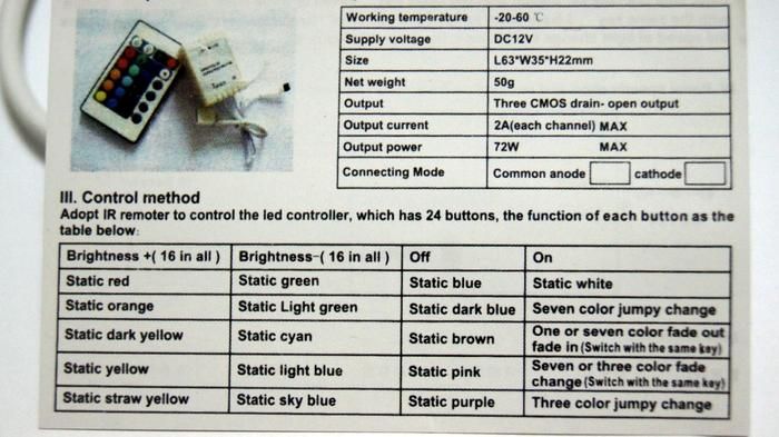 12V 6A 24 키 IR 컨트롤러 + 원격 컨트롤러 5050 SMD 유연한 LED 스트립 라이트 RGB