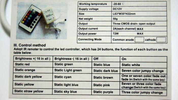 - controlador remoto do controlador de 12V 6A 24Key IR PARA a luz de tira do diodo emissor de luz de 3528 5050 SMD RGB