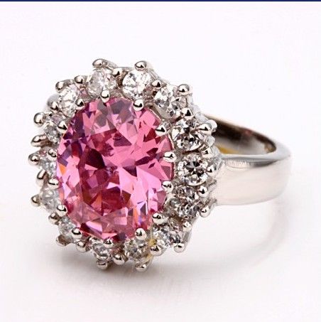 Hot new fashion requintado 18 K ouro branco gemstone anel de cristal jóias frete grátis 10 peças / lote