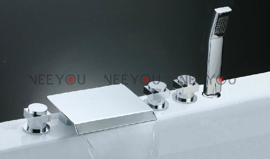 Bathroom Waterfall Faucet 2017 5 holes bathroom separated waterfall faucet with hand shower Bathroom Waterfall Faucet 2017 5 holes bathroom separated waterfall faucet with hand shower