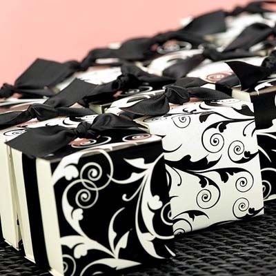 2" Reversible Black and White Filigree Wrap Favor Boxes Weddding Reception Table Ideas Event Party Supplies