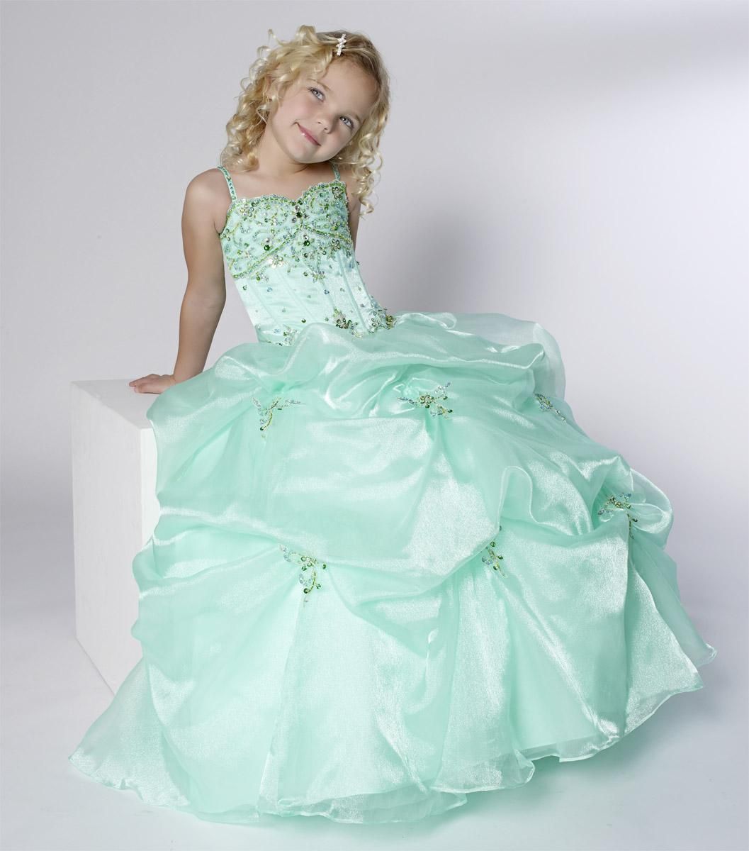 Boże Narodzenie Green Organza Paski Koraliki Kwiat Ślubny Dziewczyna Dress Dziewczyna Spódnica Urodzinowa Korowód Sukienka Custom Rozmiar 2 4 6 8 10 12 F127003