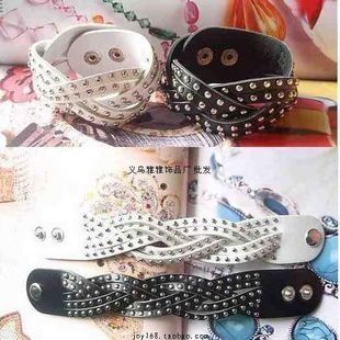 Xmas gifts Vintage Rivet Leather Braided Bracelets Adjustable Fashion Women's COOL Multicolor 