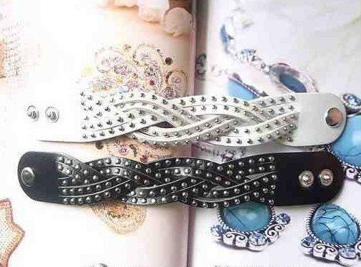 Xmas gifts Vintage Rivet Leather Braided Bracelets Adjustable Fashion Women's COOL Multicolor 