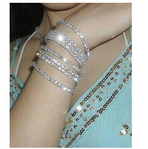 Simple rangée d'argent brillant simple diamant forage petit acajou fin large bracelet de bonbons extensible Bracelet en argent