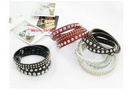 Hot Selling beautiful Irregular cortical layers varied rivet bracelet Leather belt With Rivets Snaps Bracelet free shipping