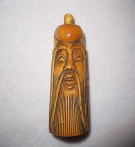Vintage bone carving snuff bottles. Hand-carved longevity stars. Handicrafts hand handle piece