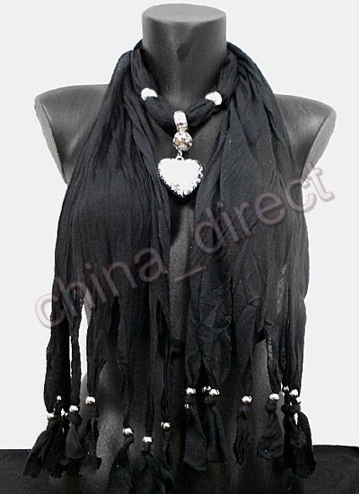 Plain Solid color Pendant Scarf Neck Scarves jewelry NECKLACE PENDANTSCARF 14pcs/lot #1738