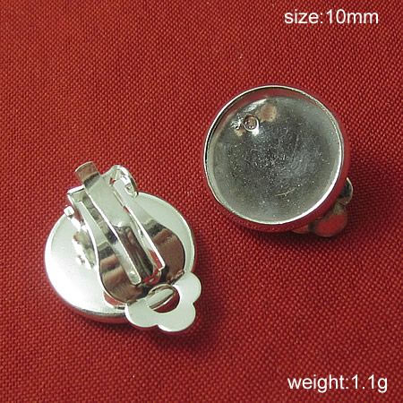 Beadsnice Messing-Clip-Ohrring-Komponenten, Basisdurchmesser 10 mm, Clip-Ohrring-Basis für die Schmuckherstellung, bleisicher, nickelfrei, ID9707