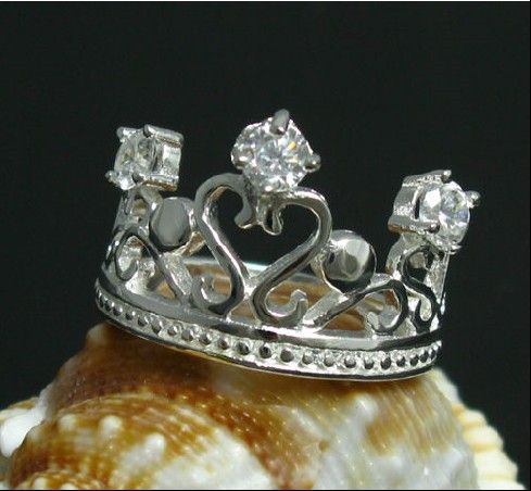 Los regalos de Navidad de la joyería del anillo de la corona del diamante 925 con mejores ventas liberan el envío 20piece / lot