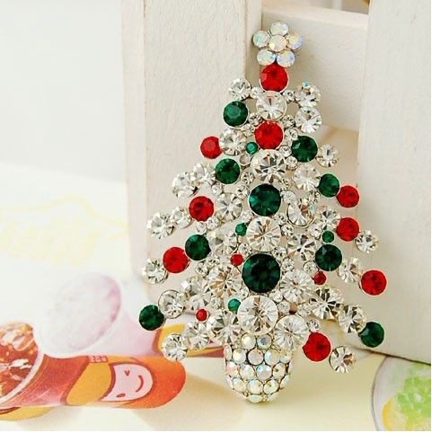 Fashion Jewelry ! Cool Colorful Crystal Christmas Tree Pin Brooch Best ...