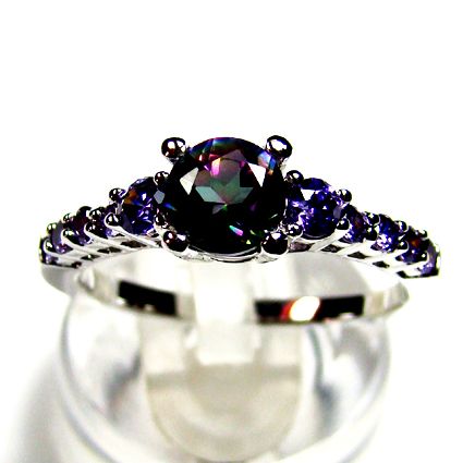 Fashion jewelry Wedding ring single stone color gem stone rings Free #6.7.8.9.10 shipping