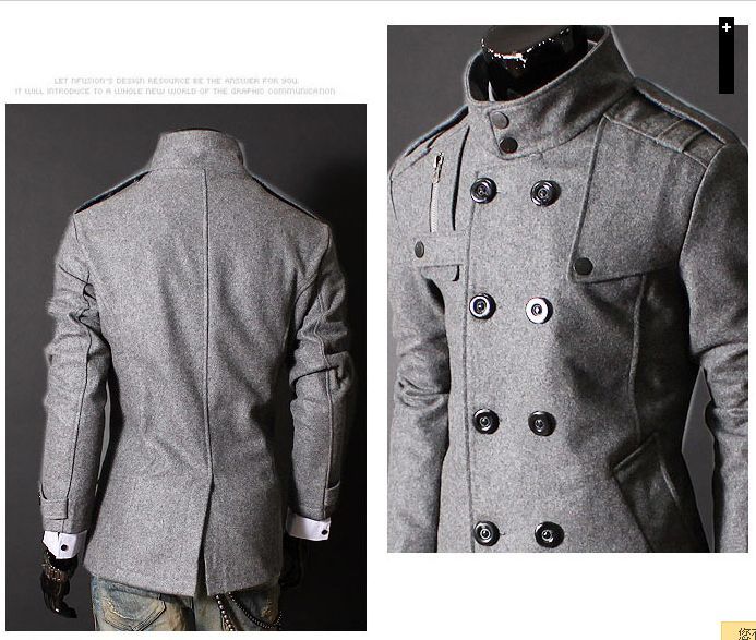 Nueva moda para hombre estilo de lujo Slim Casual Chaqueta de doble botón abrigo Hombre Outerwear ropa exterior Tamaño gris negro M-4XL Y002