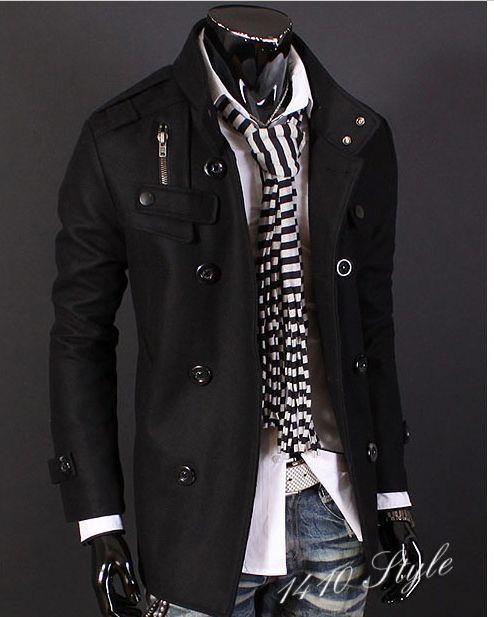 Nueva moda para hombre estilo de lujo Slim Casual Chaqueta de doble botón abrigo Hombre Outerwear ropa exterior Tamaño gris negro M-4XL Y002