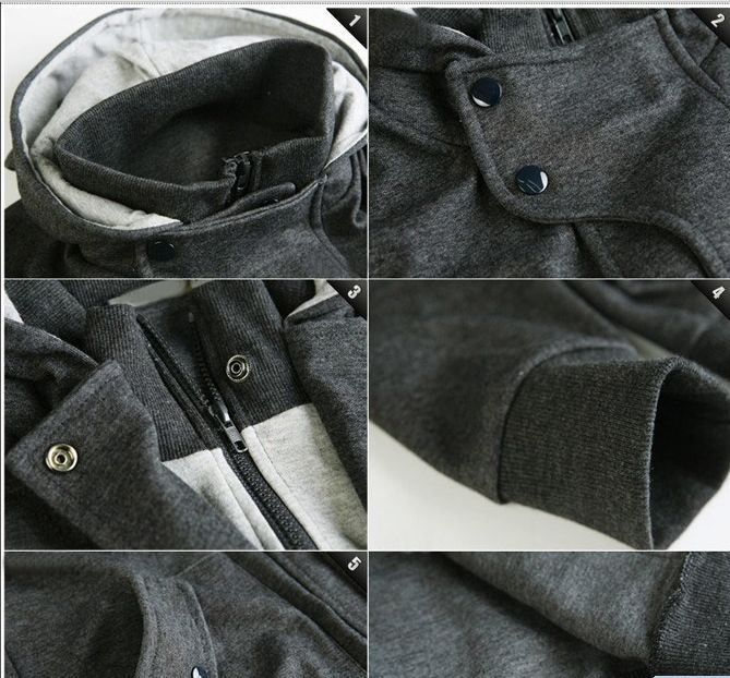 Casual capa de la chaqueta con capucha Cardigan nuevos hombres de la manera del hombre prendas de vestir exteriores 212 Negro Gris oscuro Gris claro