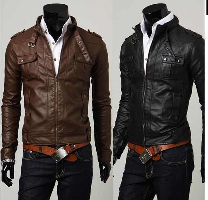2018 Men S Slim Stand Collar Washed Leather Motorcycle Jacket 2018 Men S Slim Stand Collar Washed Leather Motorcycle Jacket Coat Overcoat High Quality Black Brown