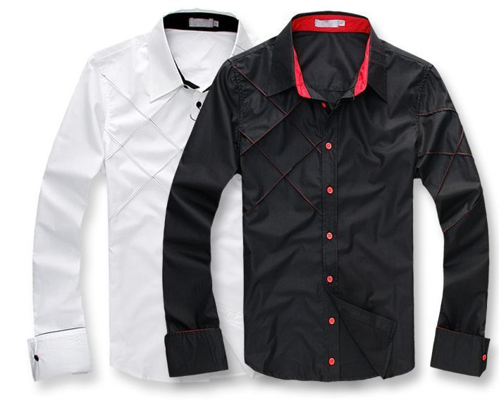 Taglia M-3XL Mens Casual Slim Fit Elegante manica lunga Argyle Dress Shirts F56 e