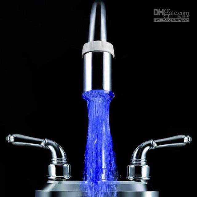 Led Water Tap Lamp Light Bathroom Kitchen Temp Sensitive Water Faucet