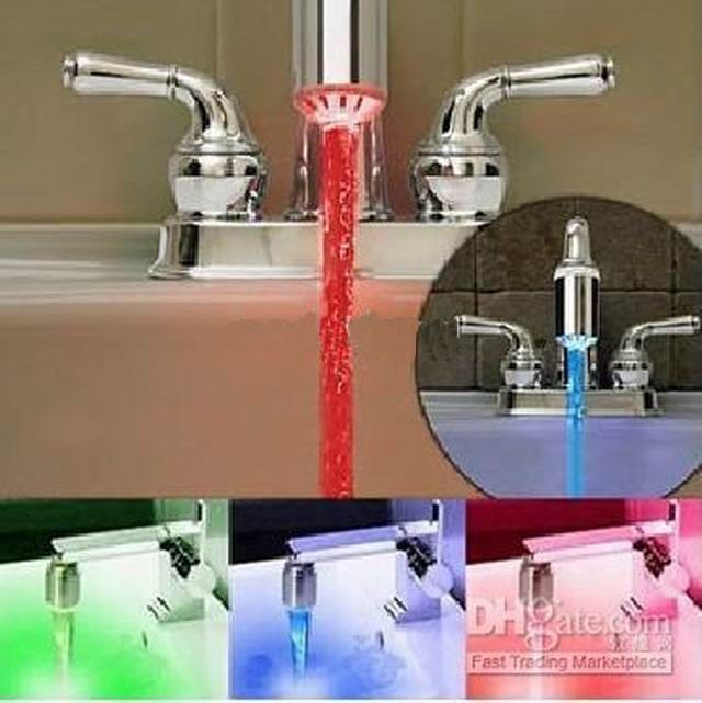 Led Water Tap Lamp Light Bathroom Kitchen Temp Sensitive Water Faucet