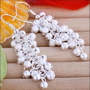 Best-selling 925 silver frosted grape earrings fashion jewelry gifts Free shipping 10pairs lot