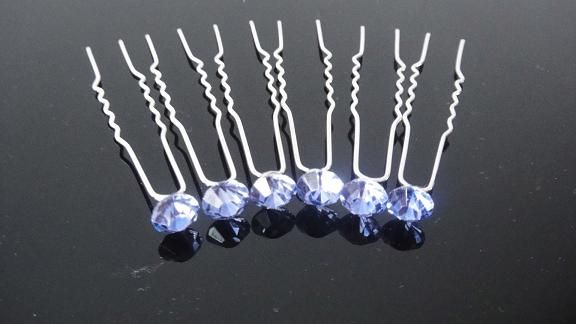 Wholesale - -Fashion Jewellery WEDDING BRIDAL Light blue CRYSTAL HAIR PINS Hair Jewelry For Women