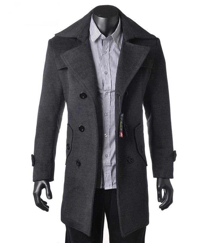Mens Trench Coat New Fashion Men Wool Cashmere Trench Coat Winter