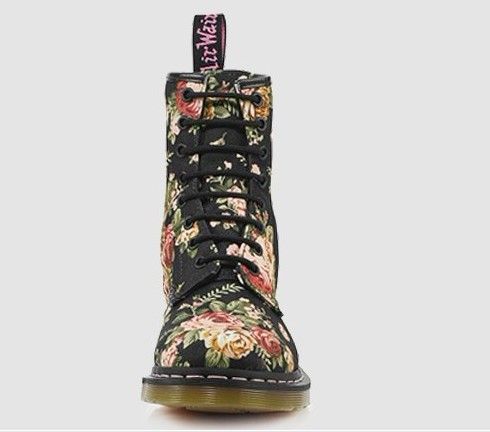 1460 Vintage Martin Boots 8 Eyelets Women Black Victorian Flowers Punk ...