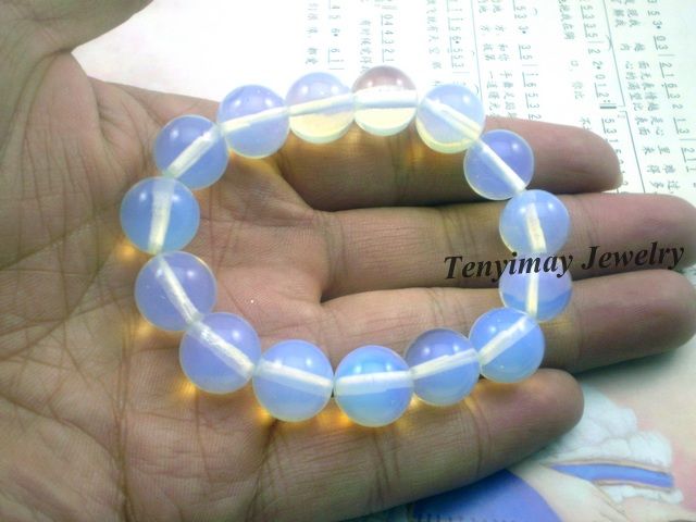 Bracelet en pierres précieuses opale bleu clair, 6 pièces, bracelets translucides extensibles, vente en gros, livraison gratuite