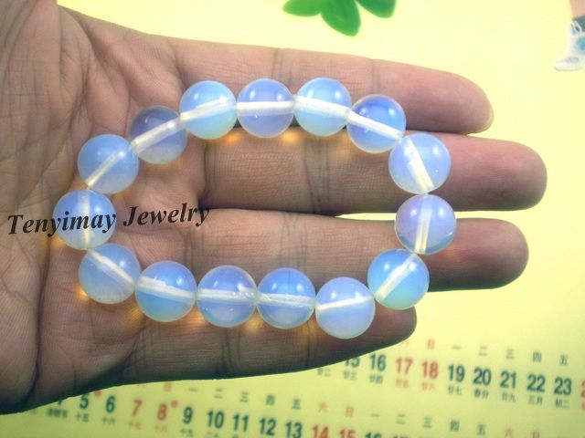 Bracelet en pierres précieuses opale bleu clair, 6 pièces, bracelets translucides extensibles, vente en gros, livraison gratuite