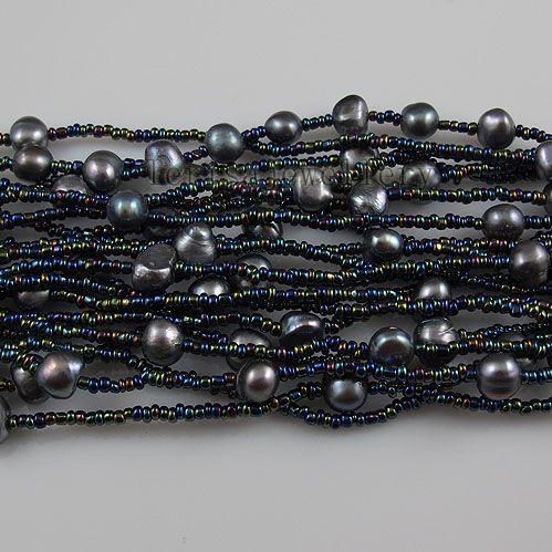 Charmant! 20Rows Blaue Farbe Original Süßwasser Perle Halskette Frau Schmuck Freies Verschiffen A2547