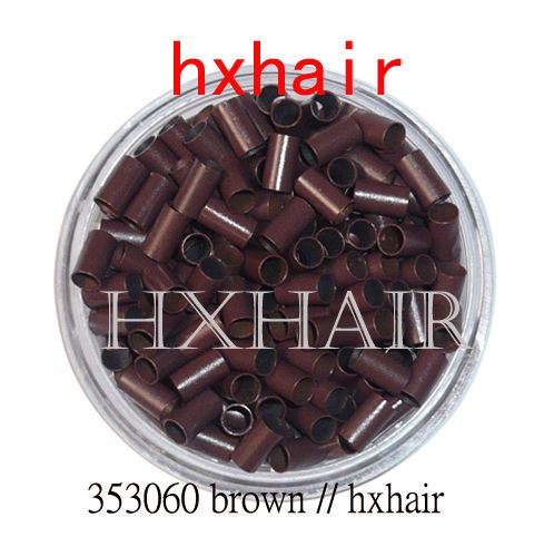 3,5 milímetros tubo de cobre micro anéis / ligações Contas / Preto D-Brown Brown L-Brown Blonde