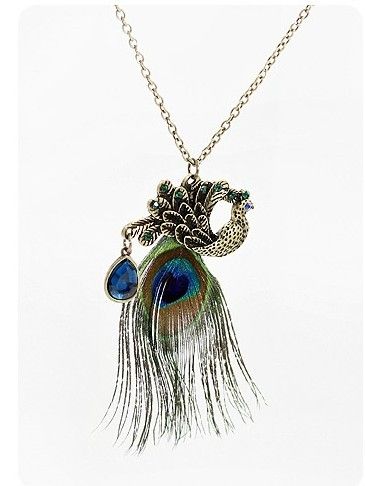 Mooie prachtige blauwe ogen pauw Lange veer ketting pauw Lange veer hanger kettingen Peacock Feather Sweater -ketting