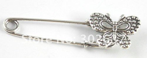 20 pezzi moda tibetano argento farfalla spilla da balia pin A15643