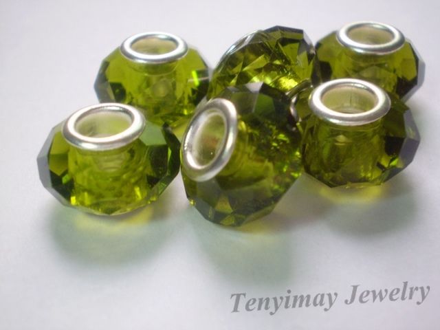 Perle di vetro europeo sfaccettate all'ingrosso di colore misto perline di grande foro di fascino misura il braccialetto DIY