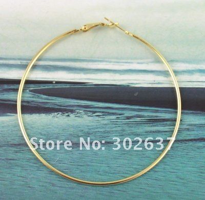 50 PCS placa De Ouro brinco De Metal hoop 70mm # 20588