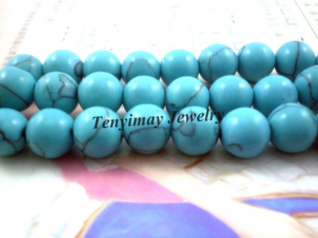 Round Turquoise Beads 12mm Fashion Turquoise Loose Beads Fit Bracelet DIY