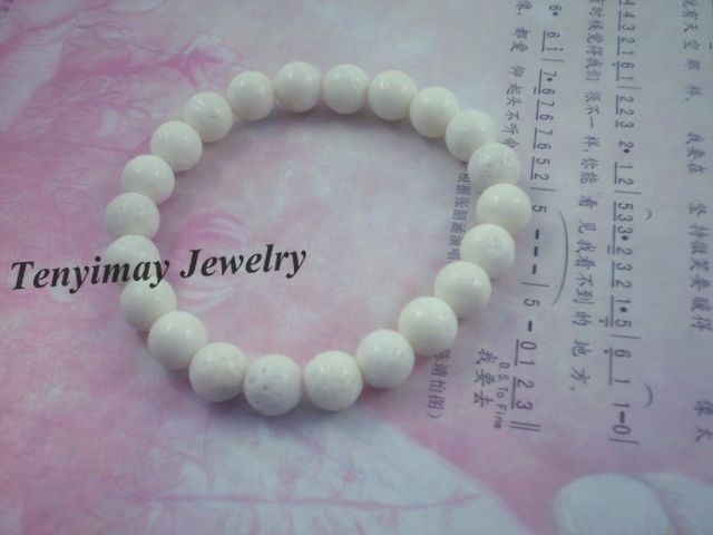 Wholesale 8mm White Coral Bracelets, Fashion Coral Jewelry 