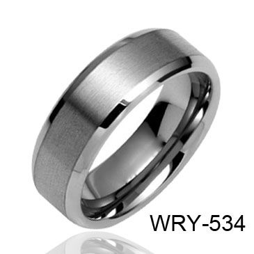 WRY-534 High Polish and Satin Tungsten Ring 8mm width Comfort Fit Cobalt Free