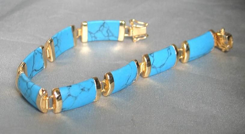 Charming!Blue turquoise bracelet 18K GP With turquoise luck bracelet NF100