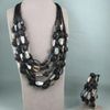 Charming!premier designs mirage necklace bracelet jewelry set natural shell & black color lava NF112